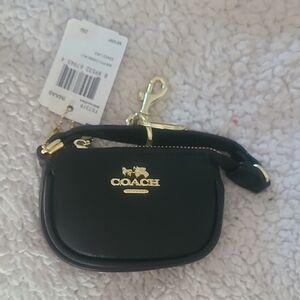 Black Mini Purse Keychain with Gold Accents